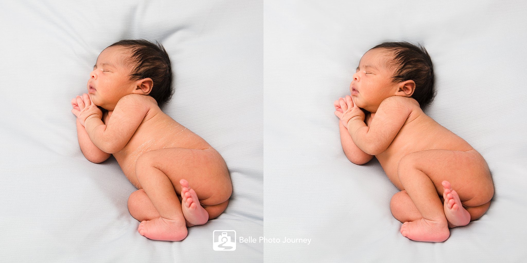 Newborn baby peacefully sleeping photo editing